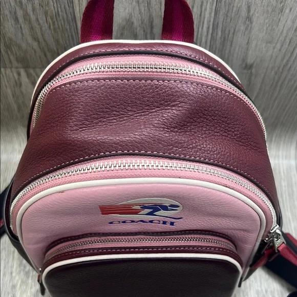 Coach Pink and Burgundy Mini Backpack with Leather Finish  display picture 2